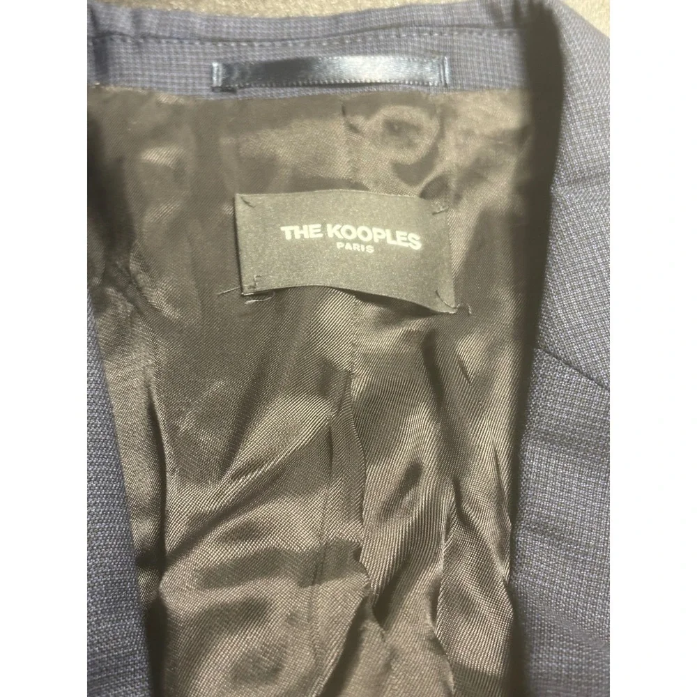 The Kooples Micro Angel Fitted Suit Navy Blue Wool Men's Blazer Size FR 48 $575‎